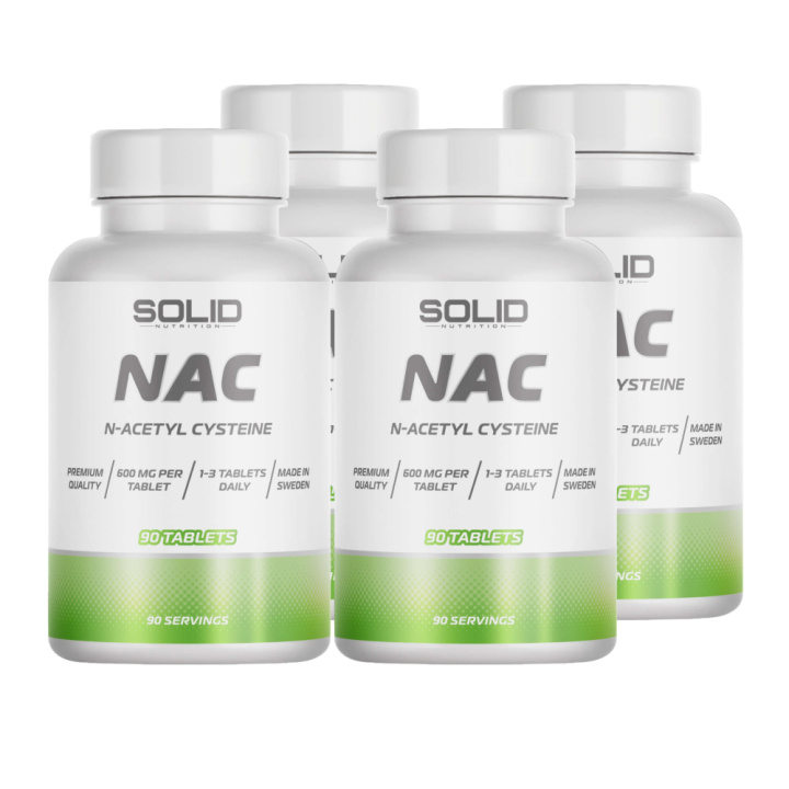 4 x SOLID Nutrition NAC, 90 tabs ryhmässä Ravintolisät & Elintarvikkeet / Aminohapot / NAC @ Tillskottsbolaget (SOLID5653)