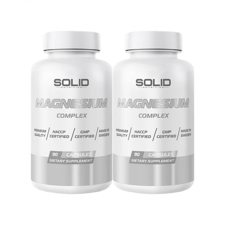 2 x SOLID Nutrition Magnesium Complex, 90 caps ryhmässä Ravintolisät & Elintarvikkeet / Kivennäisaineet / Magnesiumi @ Tillskottsbolaget (SOLID5667)