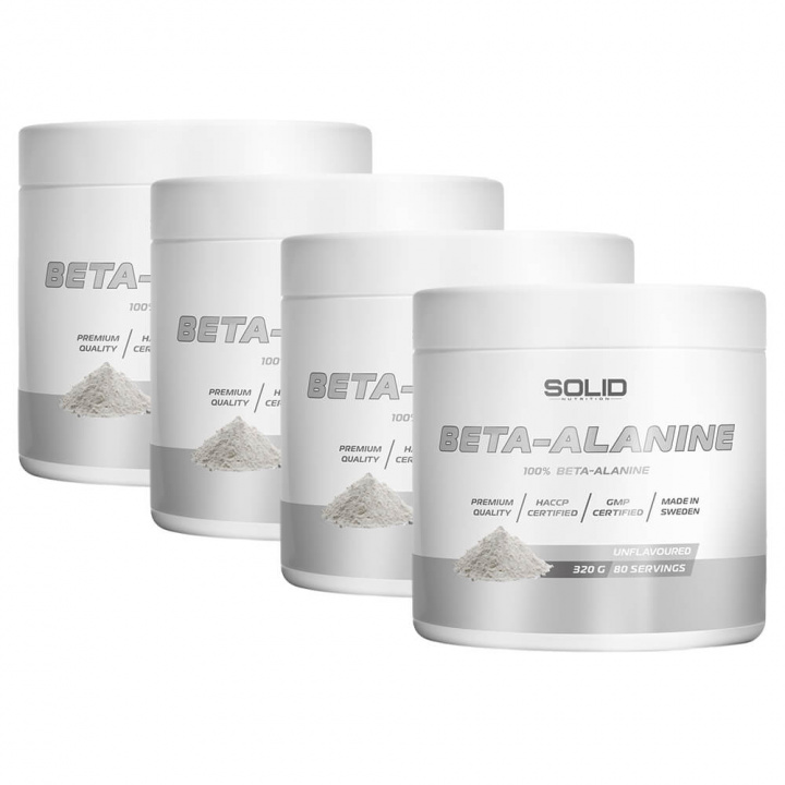 4 x SOLID Nutrition Beta-Alanine, 320 g ryhmässä Ravintolisät & Elintarvikkeet / Aminohapot / Beta-Alaniini @ Tillskottsbolaget (SOLID622)