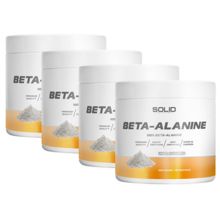 4 x SOLID Nutrition Beta-Alanine, 320 g ryhmässä Ravintolisät & Elintarvikkeet / Aminohapot / Beta-Alaniini @ Tillskottsbolaget (SOLID622)