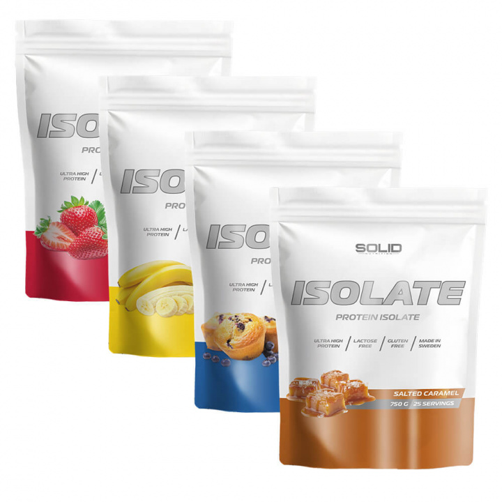 4 x SOLID Nutrition Isolate, 750 g ryhmässä Ravintolisät & Elintarvikkeet / Proteiinijauhe / Isolaattiproteiini @ Tillskottsbolaget (SOLID6571)