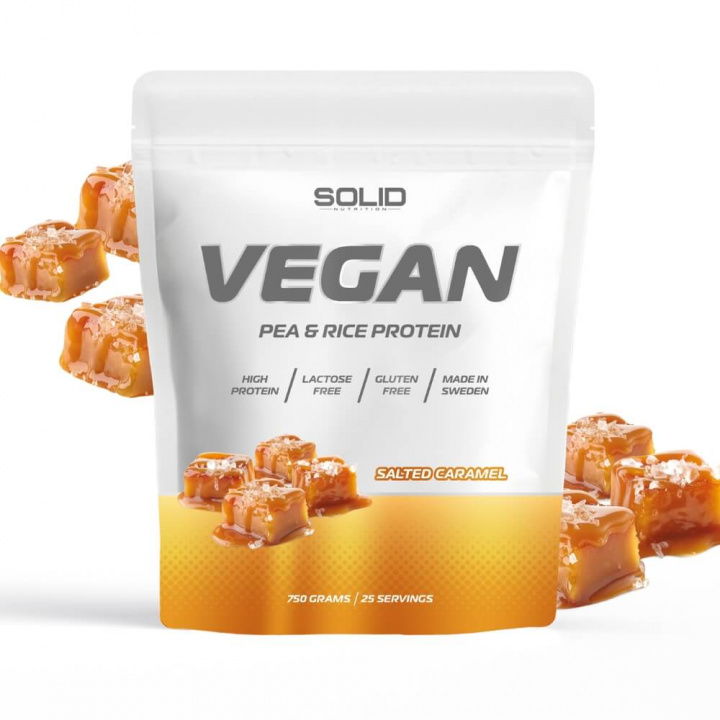 SOLID Nutrition Vegan, 750 g (Salted Caramel) ryhmässä Ravintolisät & Elintarvikkeet / Proteiinijauhe / Isolaattiproteiini @ Tillskottsbolaget (SOLID657433-2)