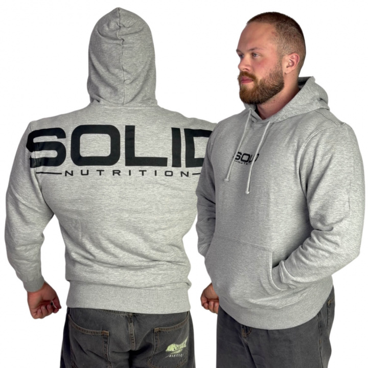 SOLID Nutrition Hoodie, light grey melange ryhmässä Treenivälineet / Urheiluvaatteet @ Tillskottsbolaget (SOLID65901)