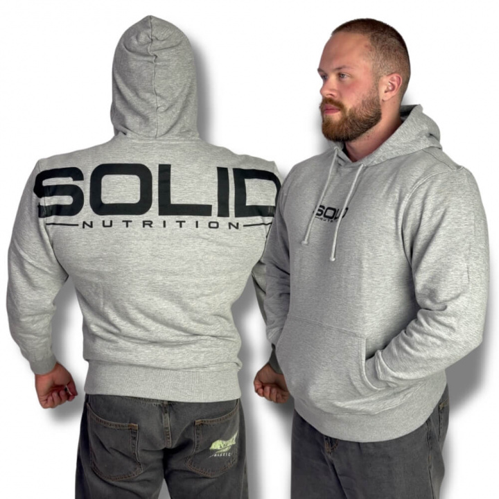 SOLID Nutrition Hoodie, light grey melange ryhmässä Treenivälineet / Urheiluvaatteet @ Tillskottsbolaget (SOLID65901)