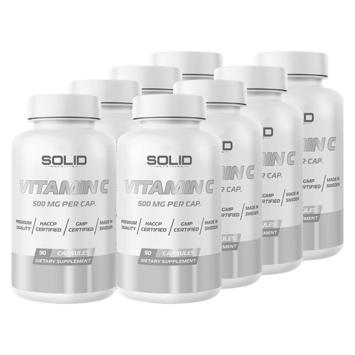 8 x SOLID Nutrition Vitamin C, 90 caps ryhmässä Ravintolisät & Elintarvikkeet / Terveystuotteet / Antioksidantit @ Tillskottsbolaget (SOLID6632)