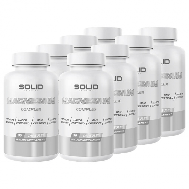 8 x SOLID Nutrition Magnesium Complex, 90 caps ryhmässä Ravintolisät & Elintarvikkeet / Kivennäisaineet / Magnesiumi @ Tillskottsbolaget (SOLID673211)