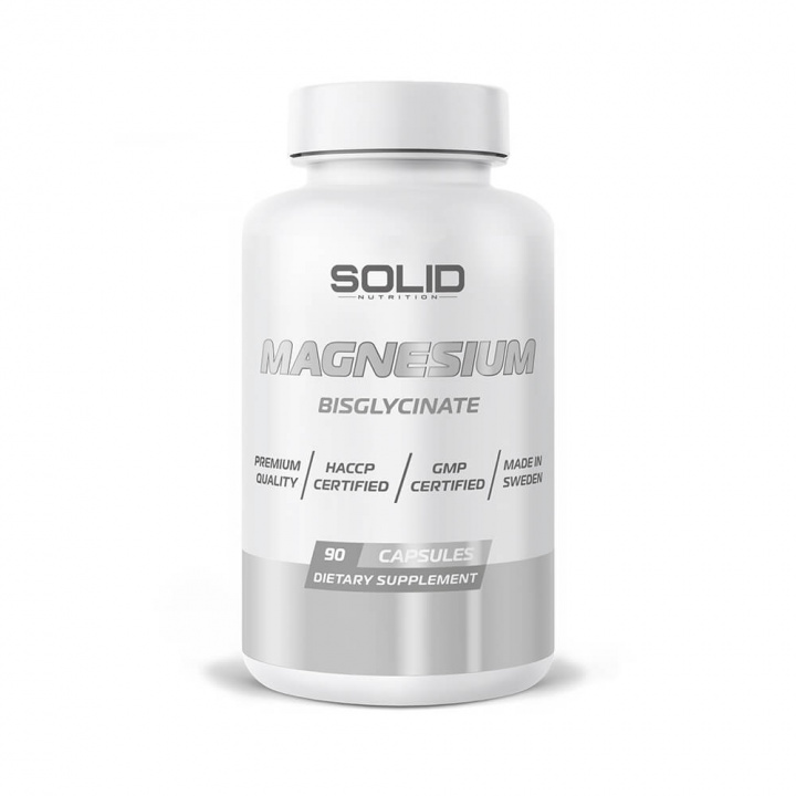 SOLID Nutrition Magnesium Bisglycinate, 90 caps ryhmässä Ravintolisät & Elintarvikkeet / Kivennäisaineet / Magnesiumi @ Tillskottsbolaget (SOLID674345)
