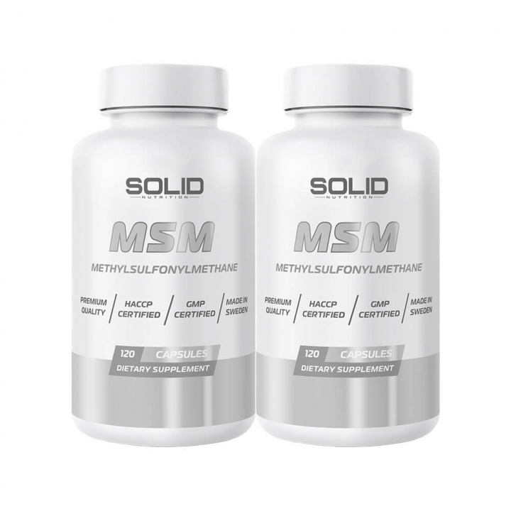 2 x SOLID Nutrition MSM, 150 mega caps ryhmässä Ravintolisät & Elintarvikkeet / Nivelten terveys / MSM @ Tillskottsbolaget (SOLID67866)