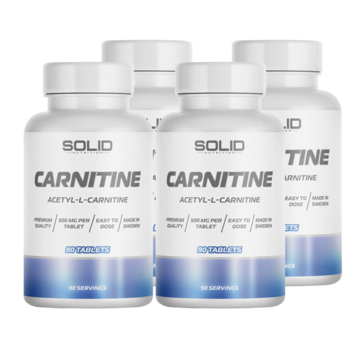 4 x SOLID Nutrition Carnitine, 90 tabs ryhmässä Ravintolisät & Elintarvikkeet / Painonpudotusta / Kofeiiniton Rasvanpolttaja @ Tillskottsbolaget (SOLID6799)