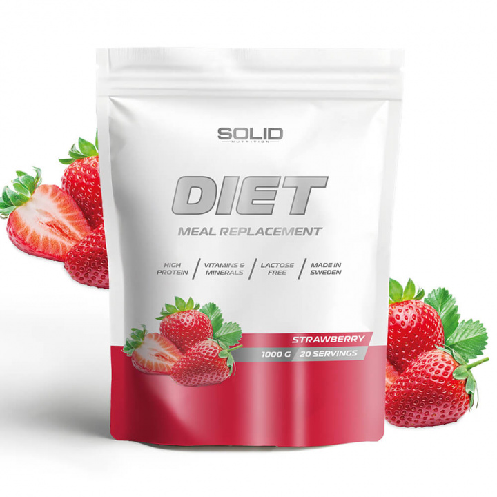 SOLID Nutrition Diet, 1000 g (Strawberry) ryhmässä Ravintolisät & Elintarvikkeet / Ateriankorvike / Laktoosittomat Ateriankorvikkeet @ Tillskottsbolaget (SOLID7509-2)