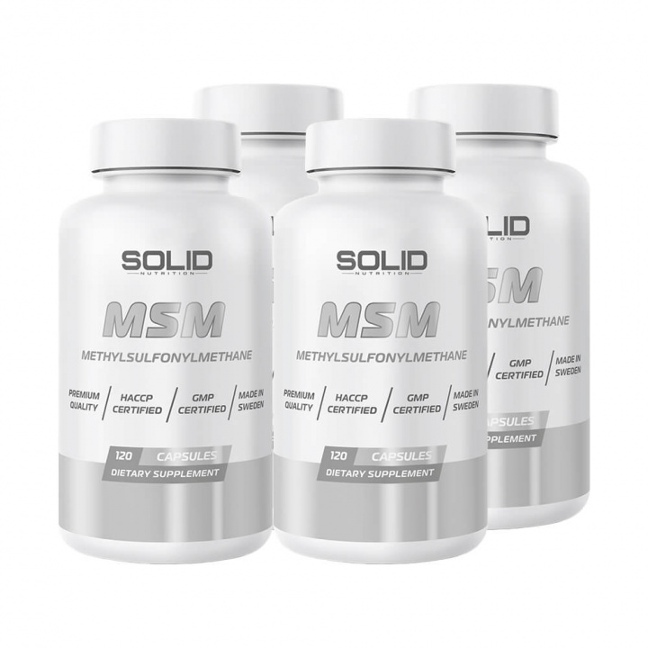 4 x SOLID Nutrition MSM, 150 mega caps ryhmässä Ravintolisät & Elintarvikkeet / Nivelten terveys / MSM @ Tillskottsbolaget (SOLID75444)