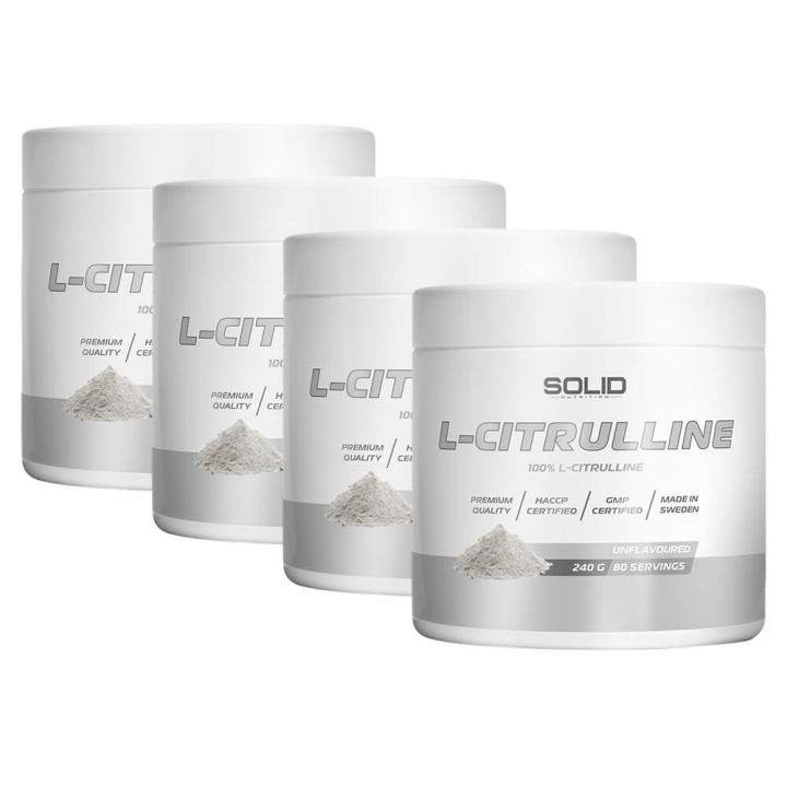 4 x SOLID Nutrition L-Citrulline, 240 g ryhmässä Ravintolisät & Elintarvikkeet / Aminohapot / Sitrulliini @ Tillskottsbolaget (SOLID7567)