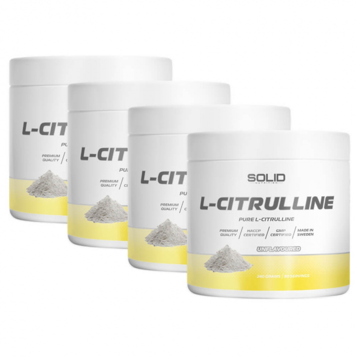 4 x SOLID Nutrition L-Citrulline, 240 g ryhmässä Ravintolisät & Elintarvikkeet / Aminohapot / Sitrulliini @ Tillskottsbolaget (SOLID7567)