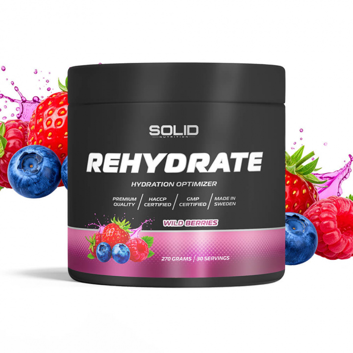 SOLID Nutrition BLACK LINE Rehydrate, 270 g (Wild Berries) ryhmässä Ravintolisät & Elintarvikkeet / Kivennäisaineet / Elektrolyytit @ Tillskottsbolaget (SOLID75682-6)