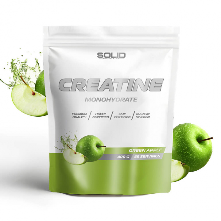 SOLID Nutrition Creatine Monohydrate, 400 g (Green Apple) ryhmässä Ravintolisät & Elintarvikkeet / Kreatiini / Kreatiinimonohydraatti @ Tillskottsbolaget (SOLID758433-4)