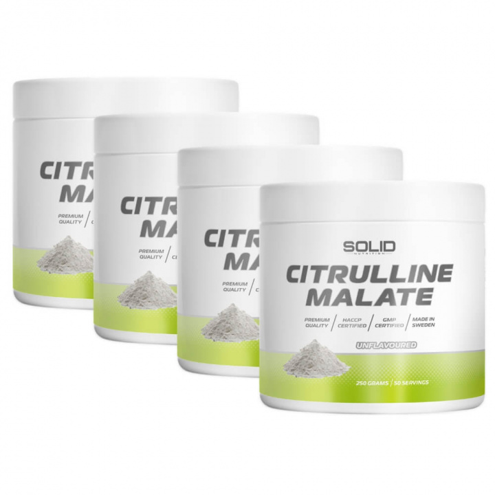4 x SOLID Nutrition Citrulline Malate, 250 g ryhmässä Ravintolisät & Elintarvikkeet / Aminohapot / Sitrulliini @ Tillskottsbolaget (SOLID765343)