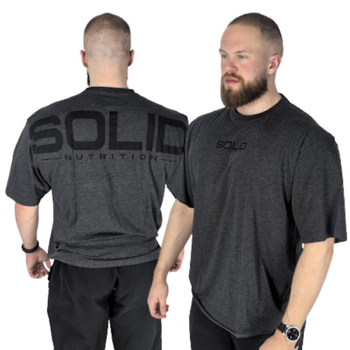 SOLID Nutrition Oversized Tee, dark grey melange ryhmässä Treenivälineet / Urheiluvaatteet @ Tillskottsbolaget (SOLID768092)