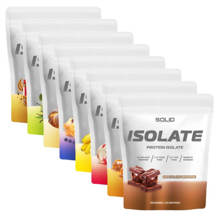 8 x SOLID Nutrition Isolate, 750 g ryhmässä Ravintolisät & Elintarvikkeet / Proteiinijauhe / Isolaattiproteiini @ Tillskottsbolaget (SOLID76809)