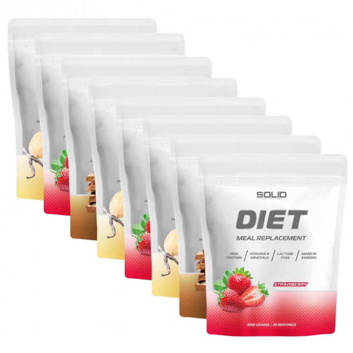 8 x SOLID Nutrition Diet, 1000 g ryhmässä Ravintolisät & Elintarvikkeet / Ateriankorvike / Laktoosittomat Ateriankorvikkeet @ Tillskottsbolaget (SOLID76854)