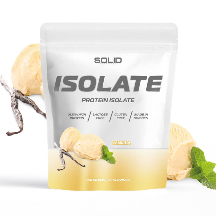 SOLID Nutrition Isolate, 750 g (Vanilla) ryhmässä Ravintolisät & Elintarvikkeet / Proteiinijauhe / Isolaattiproteiini @ Tillskottsbolaget (SOLID85001-1)