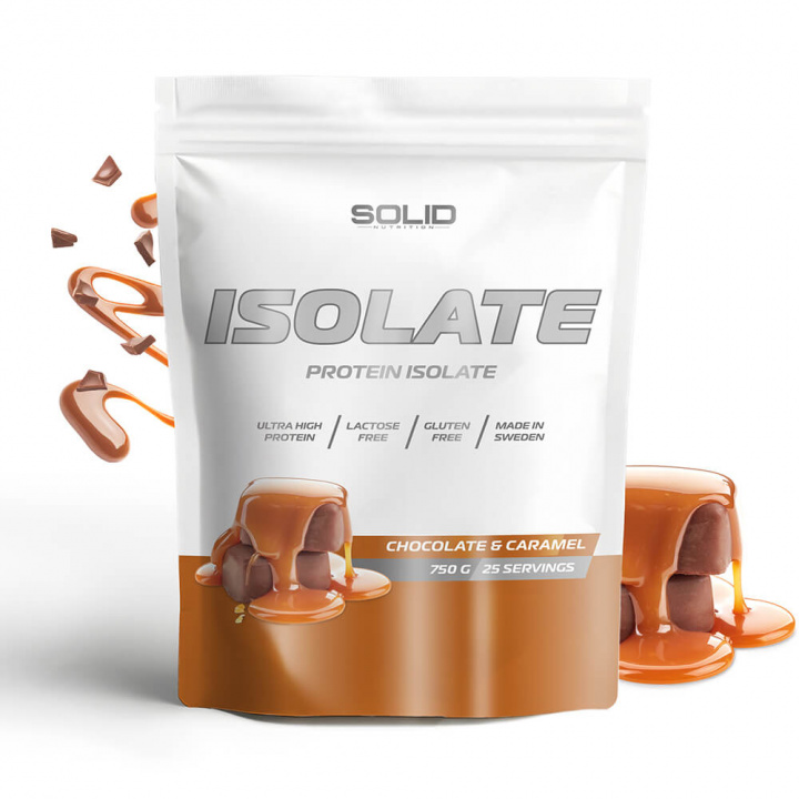 SOLID Nutrition Isolate, 750 g (Chocolate & Caramel) ryhmässä Ravintolisät & Elintarvikkeet / Proteiinijauhe / Isolaattiproteiini @ Tillskottsbolaget (SOLID85001-2)