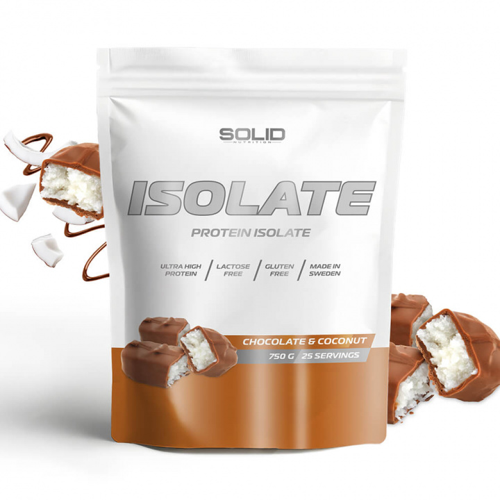 SOLID Nutrition Isolate, 750 g (Chocolate & Coconut) ryhmässä Ravintolisät & Elintarvikkeet / Proteiinijauhe / Isolaattiproteiini @ Tillskottsbolaget (SOLID85001-4)