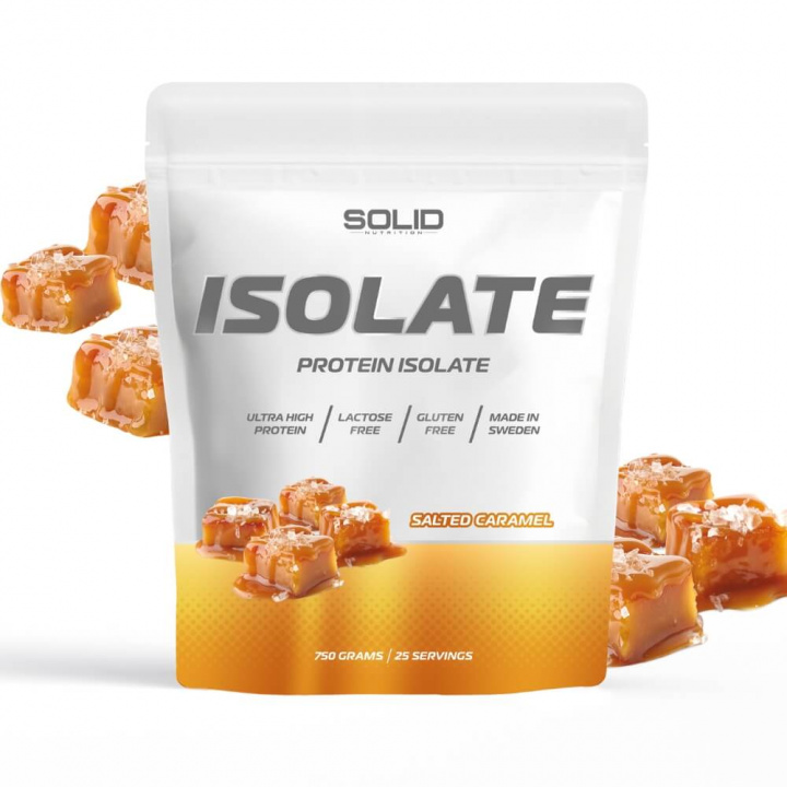 SOLID Nutrition Isolate, 750 g (Salted Caramel) ryhmässä Ravintolisät & Elintarvikkeet / Proteiinijauhe / Isolaattiproteiini @ Tillskottsbolaget (SOLID85001-8)