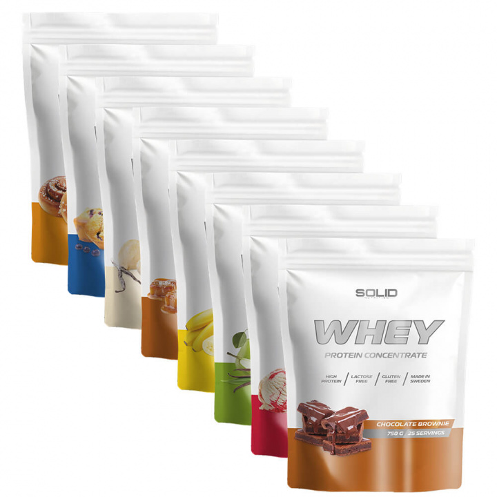 8 x SOLID Nutrition Whey, 750 g ryhmässä Ravintolisät & Elintarvikkeet / Proteiinijauhe / Heraproteiini / Whey protein @ Tillskottsbolaget (SOLID8)