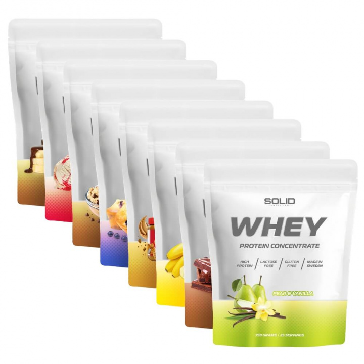 8 x SOLID Nutrition Whey, 750 g ryhmässä Ravintolisät & Elintarvikkeet / Proteiinijauhe / Heraproteiini / Whey protein @ Tillskottsbolaget (SOLID8)