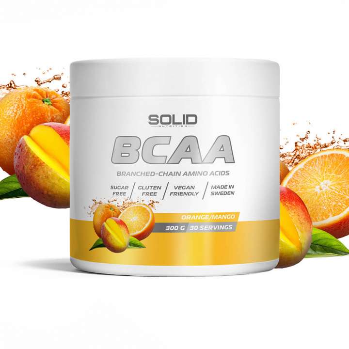 SOLID Nutrition BCAA, 300 g (Orange/Mango) ryhmässä Ravintolisät & Elintarvikkeet / Aminohapot / BCAA @ Tillskottsbolaget (SOLIDBCAA-5)