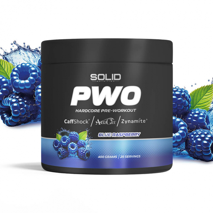 SOLID Nutrition BLACK LINE PWO, 400 g (Blue Raspberry) ryhmässä Ravintolisät & Elintarvikkeet / Suorituskyvyn parantajat / Pre-Workout / PWO @ Tillskottsbolaget (SOLIDBLACKPWO-2)