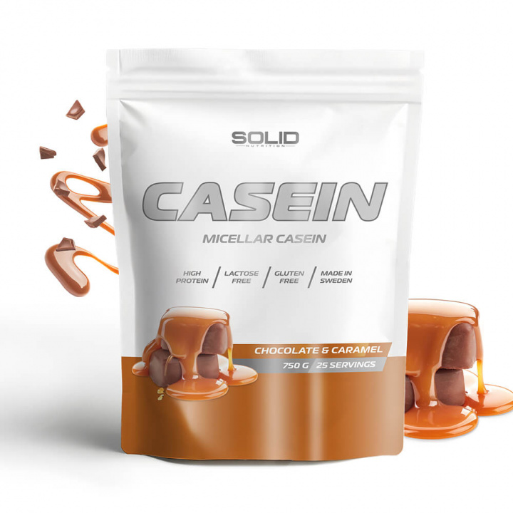 SOLID Nutrition Casein, 750 g (Chocolate & Caramel) ryhmässä Ravintolisät & Elintarvikkeet / Proteiinijauhe / Kaseiiniproteiini @ Tillskottsbolaget (SOLIDCASEIN1-8)