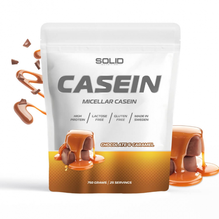 SOLID Nutrition Casein, 750 g (Chocolate & Caramel) ryhmässä Ravintolisät & Elintarvikkeet / Proteiinijauhe / Kaseiiniproteiini @ Tillskottsbolaget (SOLIDCASEIN1-8)