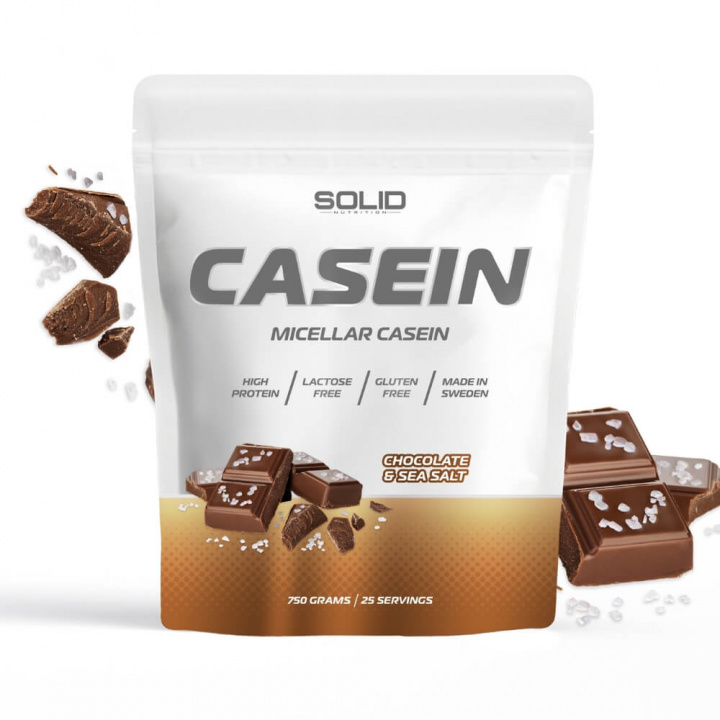 SOLID Nutrition Casein, 750 g (Chocolate & Sea Salt) ryhmässä Ravintolisät & Elintarvikkeet / Proteiinijauhe / Kaseiiniproteiini @ Tillskottsbolaget (SOLIDCASEIN1-9)
