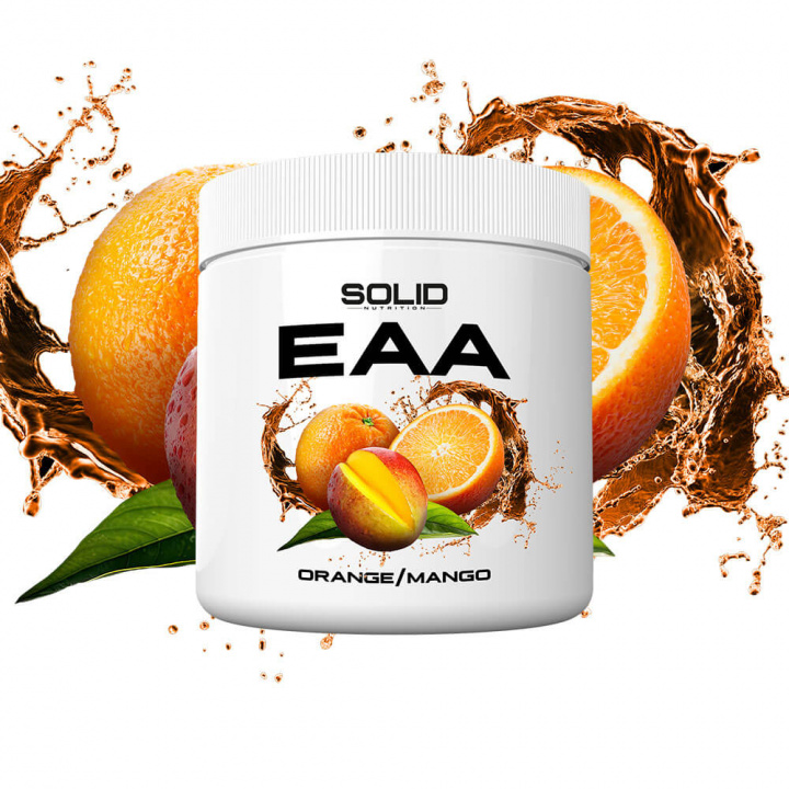 SOLID Nutrition EAA, 350 g (Orange/Mango) ryhmässä Ravintolisät & Elintarvikkeet / Aminohapot / EAA @ Tillskottsbolaget (SOLIDEAA-12)