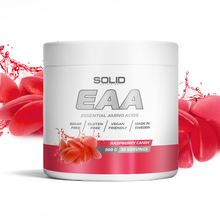 SOLID Nutrition EAA, 300 g (Raspberry Candy) ryhmässä ALE! / Loppuunmyynti @ Tillskottsbolaget (SOLIDEAAHALLON)