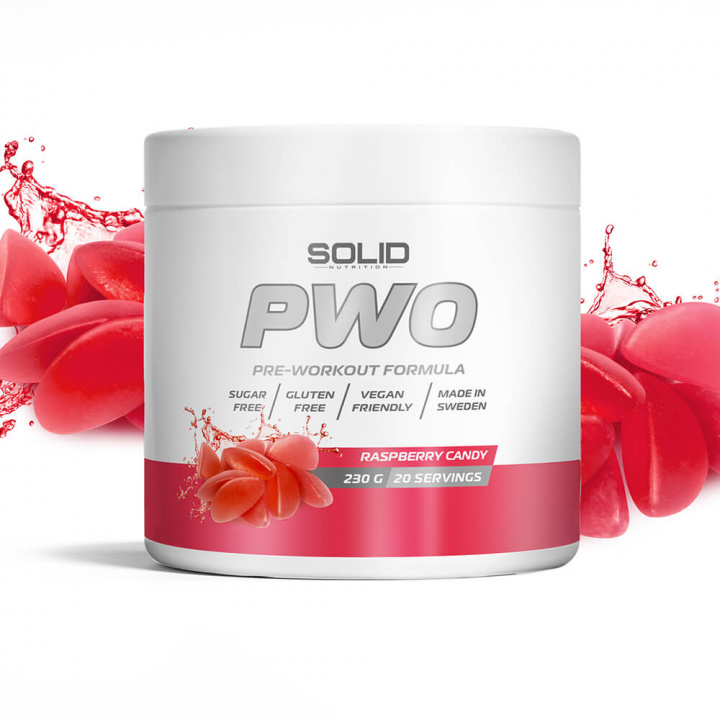 SOLID Nutrition PWO, 230 g (Raspberry Candy) ryhmässä Teematuotteet / Gluteenittomat Ravintolisät @ Tillskottsbolaget (SOLIDPWOHALLON)