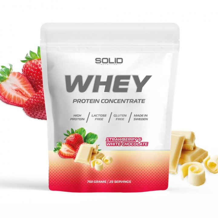 SOLID Nutrition Whey, 750 g (Strawberry & White Chocolate) ryhmässä Ravintolisät & Elintarvikkeet / Proteiinijauhe / Heraproteiini / Whey protein @ Tillskottsbolaget (SOLIDSTRAW)