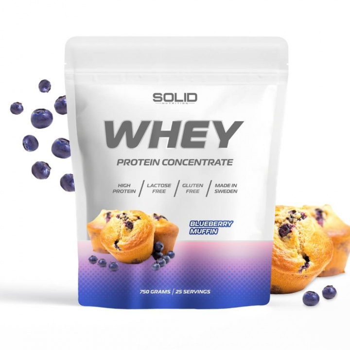 SOLID Nutrition Whey, 750 g (Blueberry Muffin) ryhmässä Ravintolisät & Elintarvikkeet / Proteiinijauhe / Heraproteiini / Whey protein @ Tillskottsbolaget (SOLIDWHEY-13)