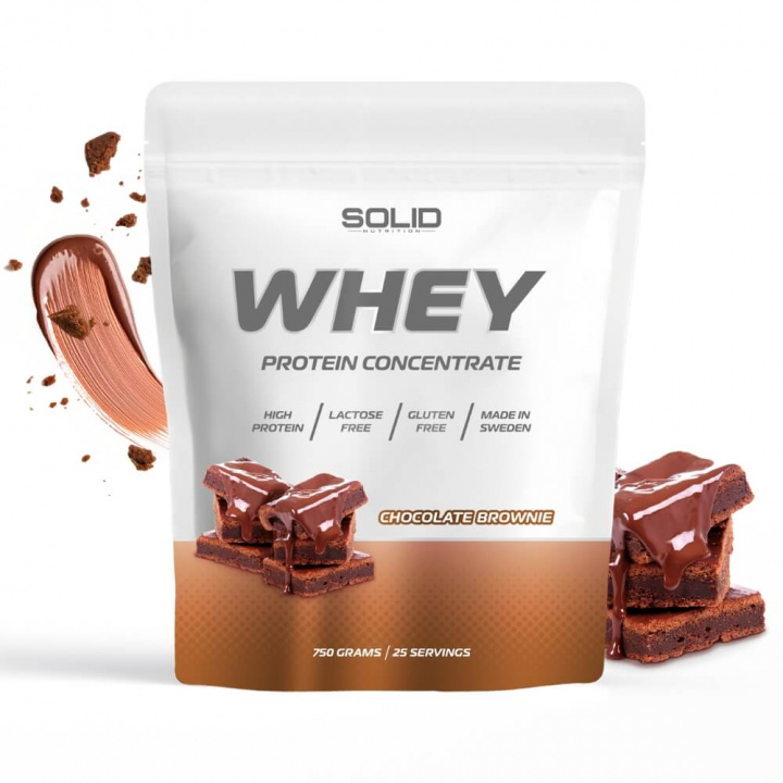 SOLID Nutrition Whey, 750 g (Chocolate Brownie) ryhmässä Ravintolisät & Elintarvikkeet / Proteiinijauhe / Heraproteiini / Whey protein @ Tillskottsbolaget (SOLIDWHEY-16)