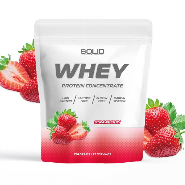 SOLID Nutrition Whey, 750 g (Strawberry) ryhmässä Ravintolisät & Elintarvikkeet / Proteiinijauhe / Heraproteiini / Whey protein @ Tillskottsbolaget (SOLIDWHEY-7)