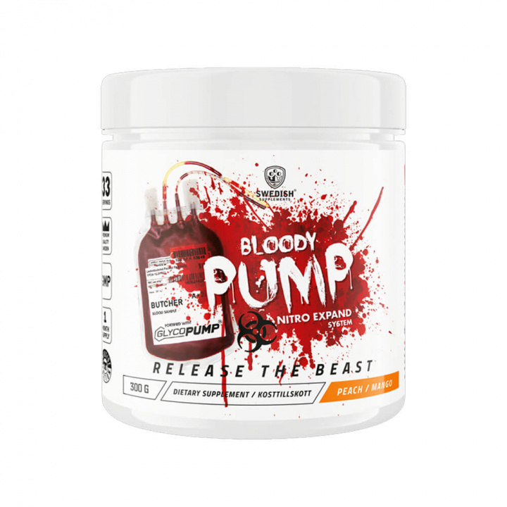 Swedish Supplements Bloody Pump, 300 g (Peach Mango) ryhmässä Ravintolisät & Elintarvikkeet / Suorituskyvyn parantajat / Pumppu @ Tillskottsbolaget (SS7584-1)