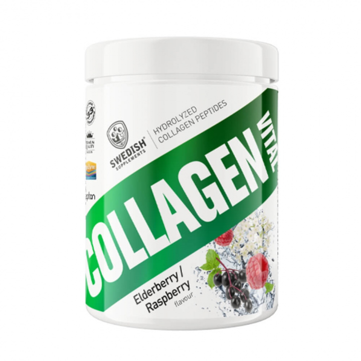 Swedish Supplements Collagen Vital, 400 g (Elderberry / Raspberry) ryhmässä Ravintolisät & Elintarvikkeet / Nivelten terveys / Kollageeni @ Tillskottsbolaget (SS9769-2)