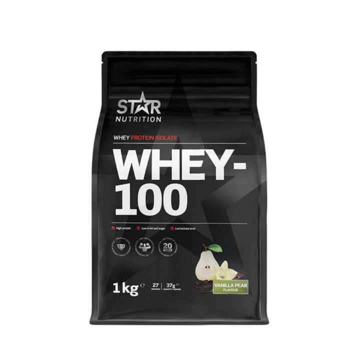 Star Nutrition Whey-100, 1 kg (Vanilla-Pear) ryhmässä Ravintolisät & Elintarvikkeet / Proteiinijauhe / Isolaattiproteiini @ Tillskottsbolaget (STAR002-4)