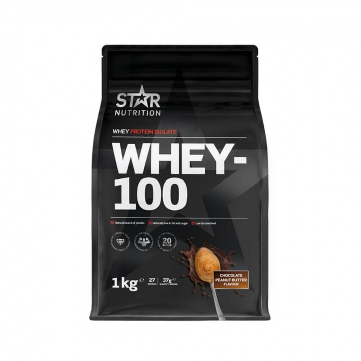 Star Nutrition Whey-100, 1 kg (Chocolate Peanut Butter) ryhmässä Ravintolisät & Elintarvikkeet / Proteiinijauhe / Isolaattiproteiini @ Tillskottsbolaget (STAR002-6)