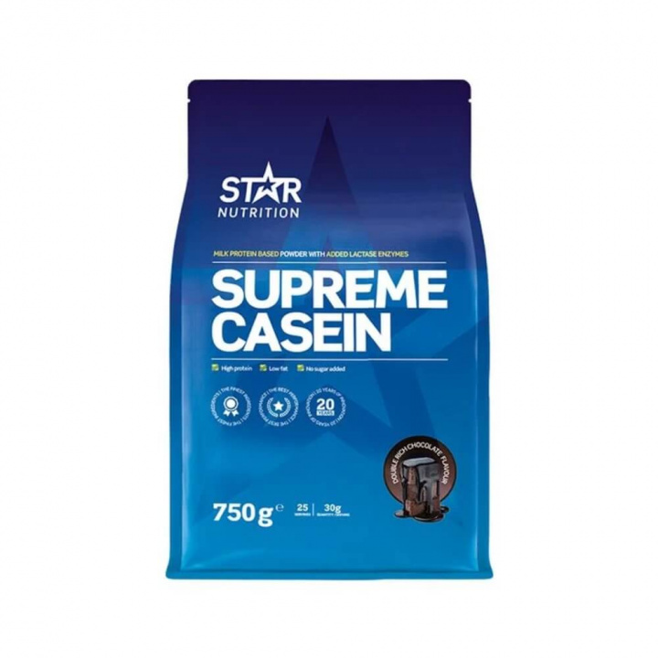 Star Nutrition Supreme Casein, 750 g (Double Rich Chocolate) ryhmässä Ravintolisät & Elintarvikkeet / Proteiinijauhe / Kaseiiniproteiini @ Tillskottsbolaget (STAR004-4)