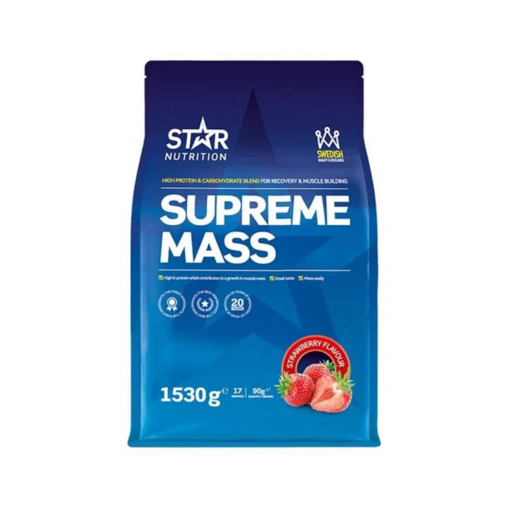 Star Nutrition Supreme Mass, 1530 g (Strawberry) ryhmässä Teematuotteet / Ruotsalaiset ravintolisät @ Tillskottsbolaget (STAR005-2)