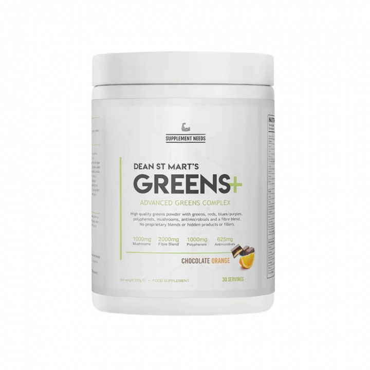 Supplement Needs Greens+, 30 serv. (Chocolate Orange) ryhmässä Ravintolisät & Elintarvikkeet / Terveystuotteet / Superruoat @ Tillskottsbolaget (SUPPNEEDS8653-2)
